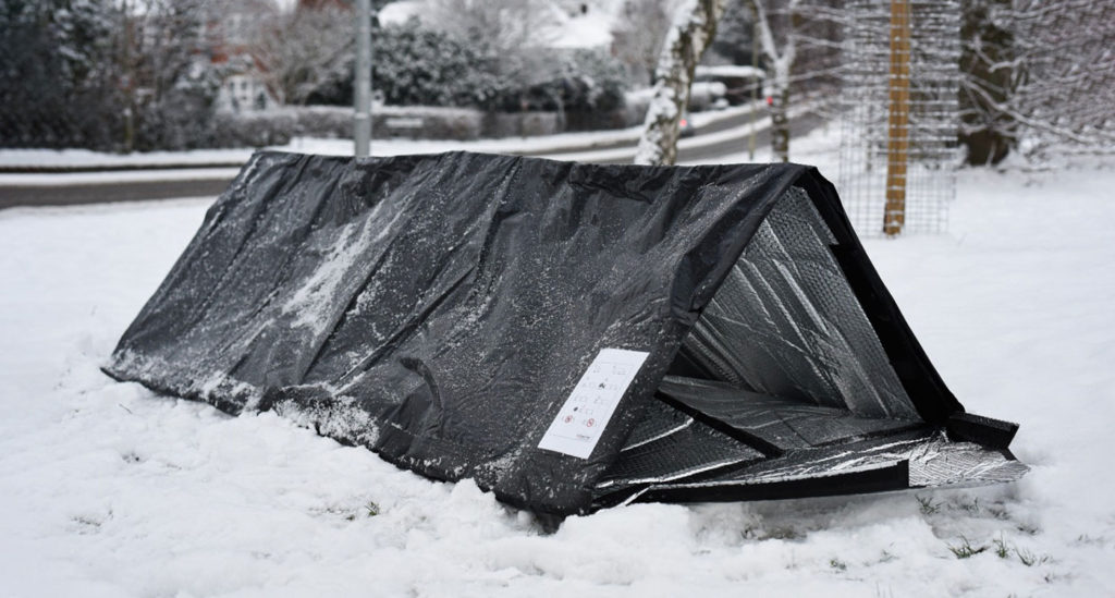 a sleep pod on the snow