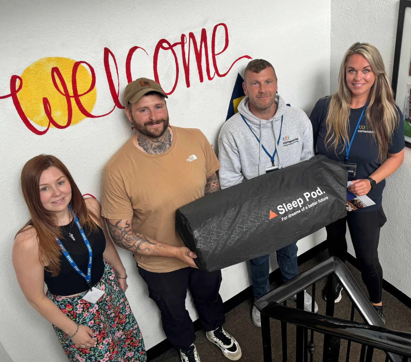 volunteer with sleep pod